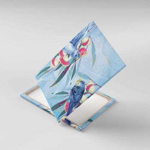 Australia Blue Budgie Marble Glaze Canvas Wall Art Cancer Awareness