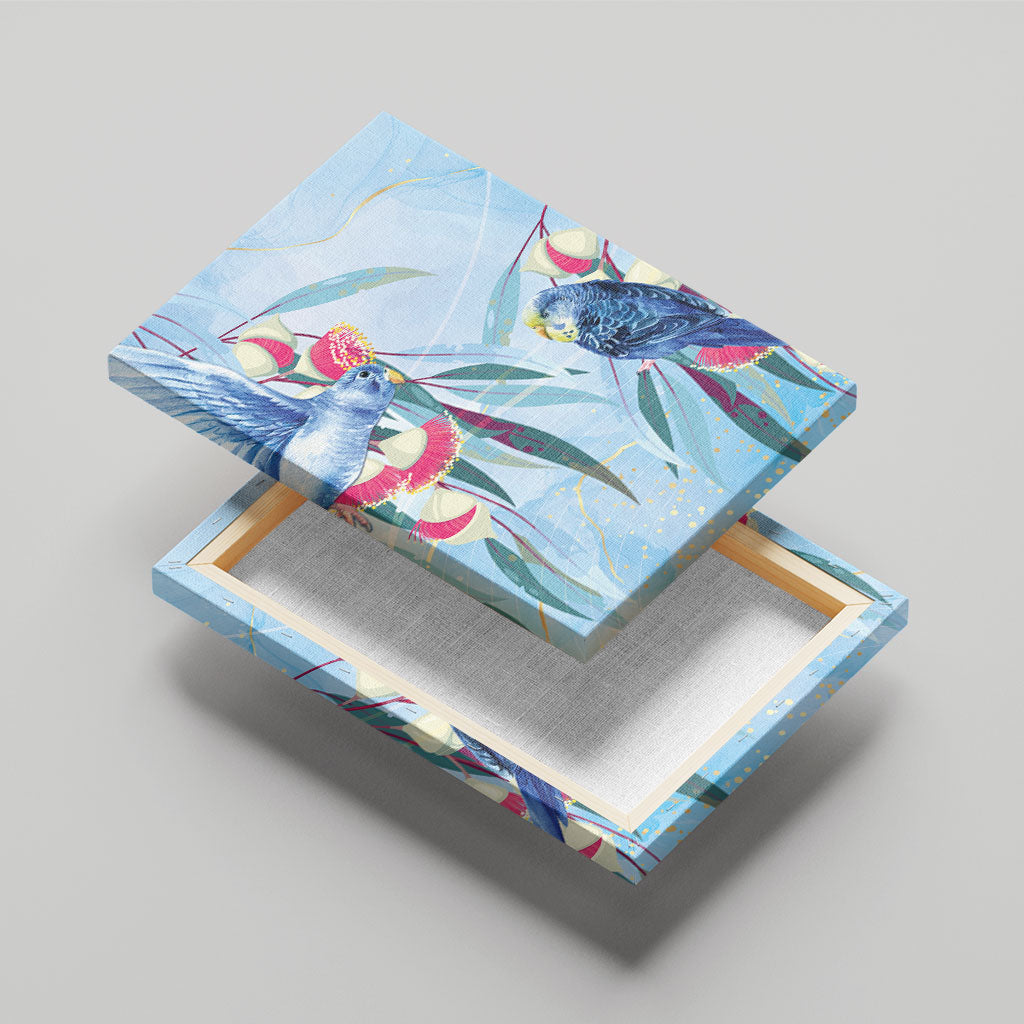 Australia Blue Budgie Marble Glaze Canvas Wall Art Cancer Awareness