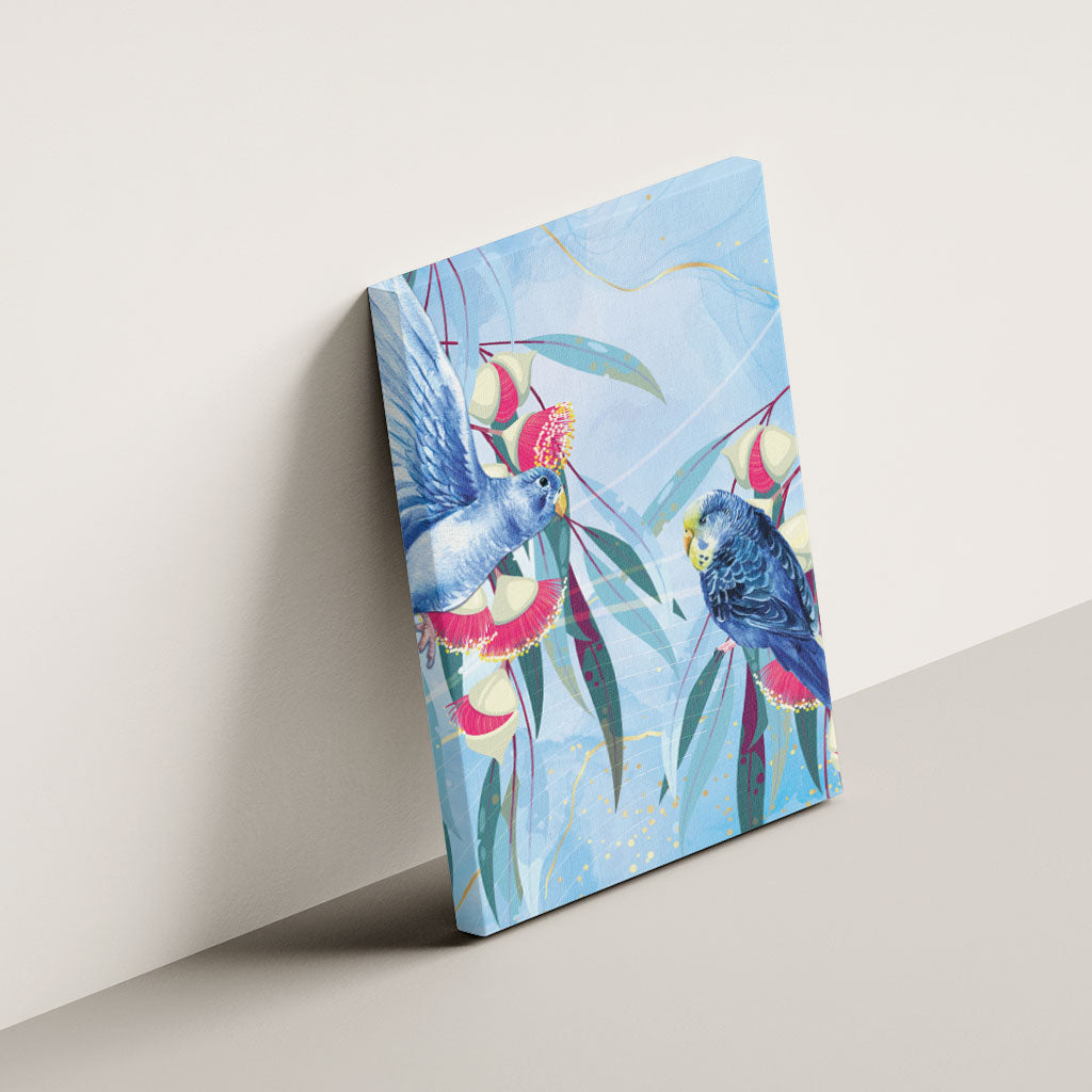 Australia Blue Budgie Marble Glaze Canvas Wall Art Cancer Awareness