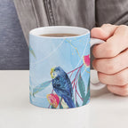 Australia Blue Budgie Marble Glaze Ceramic Mug Cancer Awareness