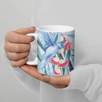 Australia Blue Budgie Marble Glaze Ceramic Mug Cancer Awareness