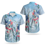 Australia Blue Budgie Marble Glaze Couples Matching Mermaid Dress and Hawaiian Shirt Cancer Awareness