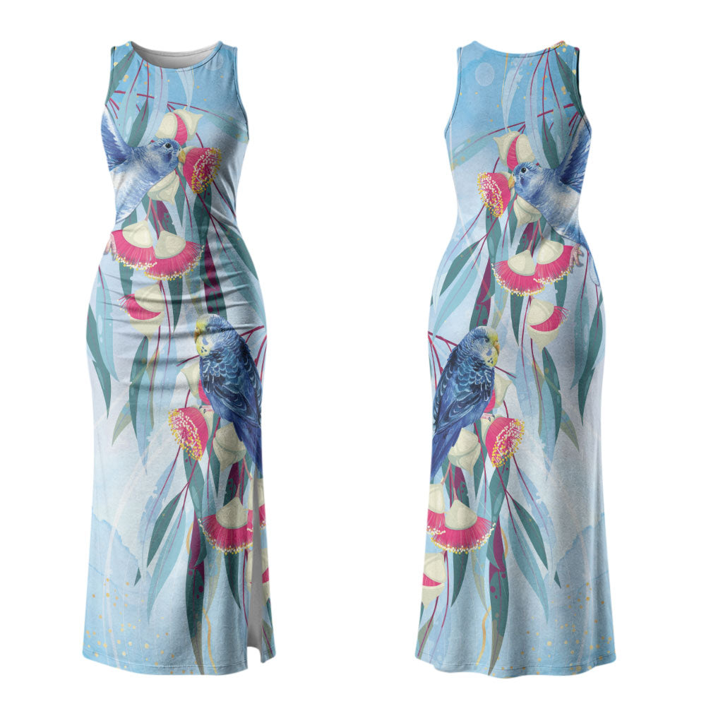 Australia Blue Budgie Marble Glaze Couples Matching Tank Maxi Dress and Hawaiian Shirt Cancer Awareness