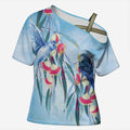 Australia Blue Budgie Marble Glaze Cross Shoulder Shirt Cancer Awareness