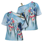 Australia Blue Budgie Marble Glaze Cross Shoulder Shirt Cancer Awareness