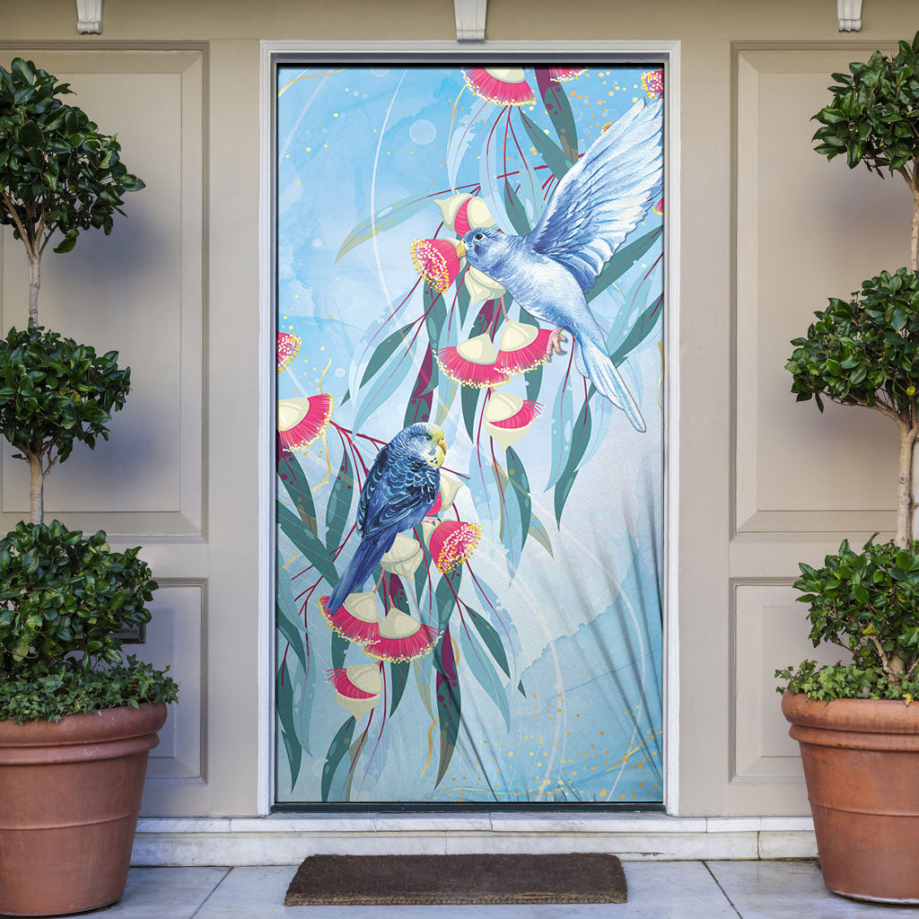 Australia Blue Budgie Marble Glaze Door Cover Cancer Awareness