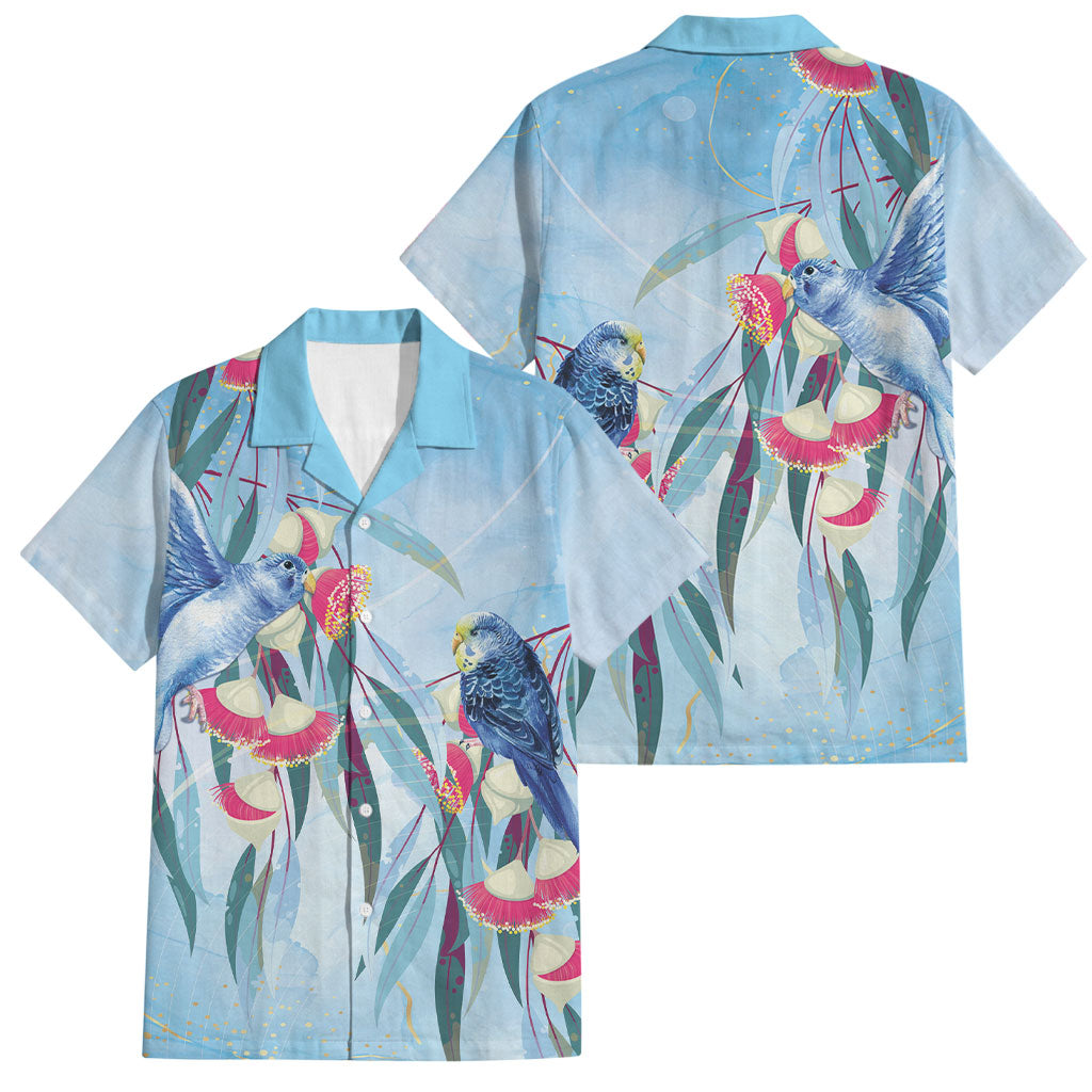 Australia Blue Budgie Marble Glaze Family Matching Long Sleeve Bodycon Dress and Hawaiian Shirt Cancer Awareness