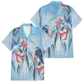 Australia Blue Budgie Marble Glaze Family Matching Puletasi and Hawaiian Shirt Cancer Awareness