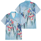 Australia Blue Budgie Marble Glaze Family Matching Short Sleeve Bodycon Dress and Hawaiian Shirt Cancer Awareness
