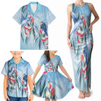 Australia Blue Budgie Marble Glaze Family Matching Tank Maxi Dress and Hawaiian Shirt Cancer Awareness