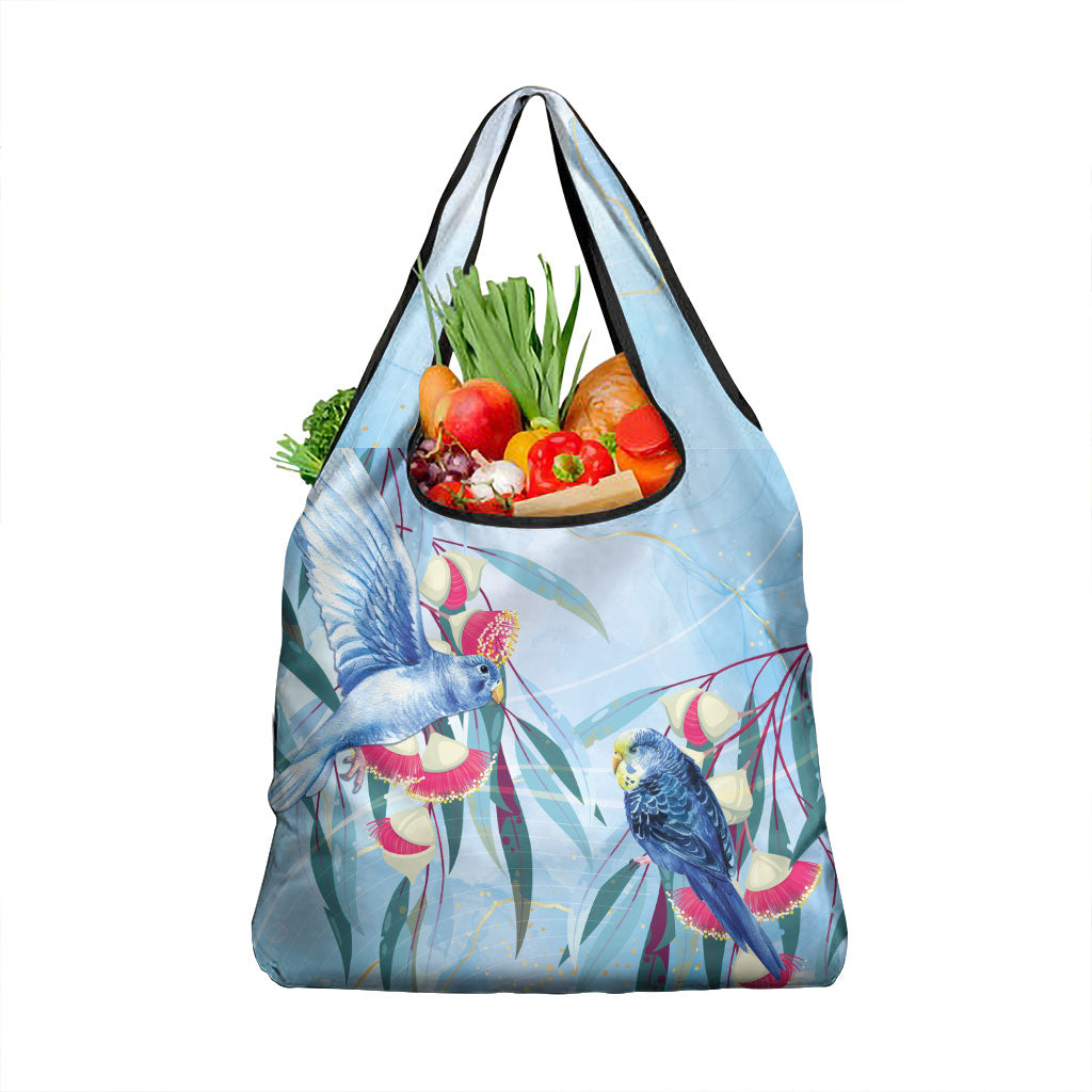 Australia Blue Budgie Marble Glaze Grocery Bag Cancer Awareness