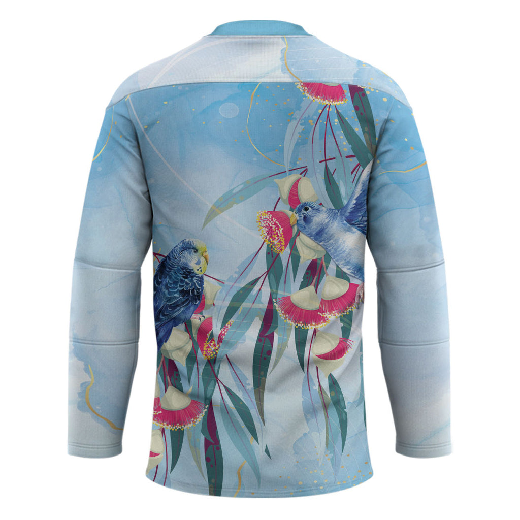 Australia Blue Budgie Marble Glaze Hockey Jersey Cancer Awareness