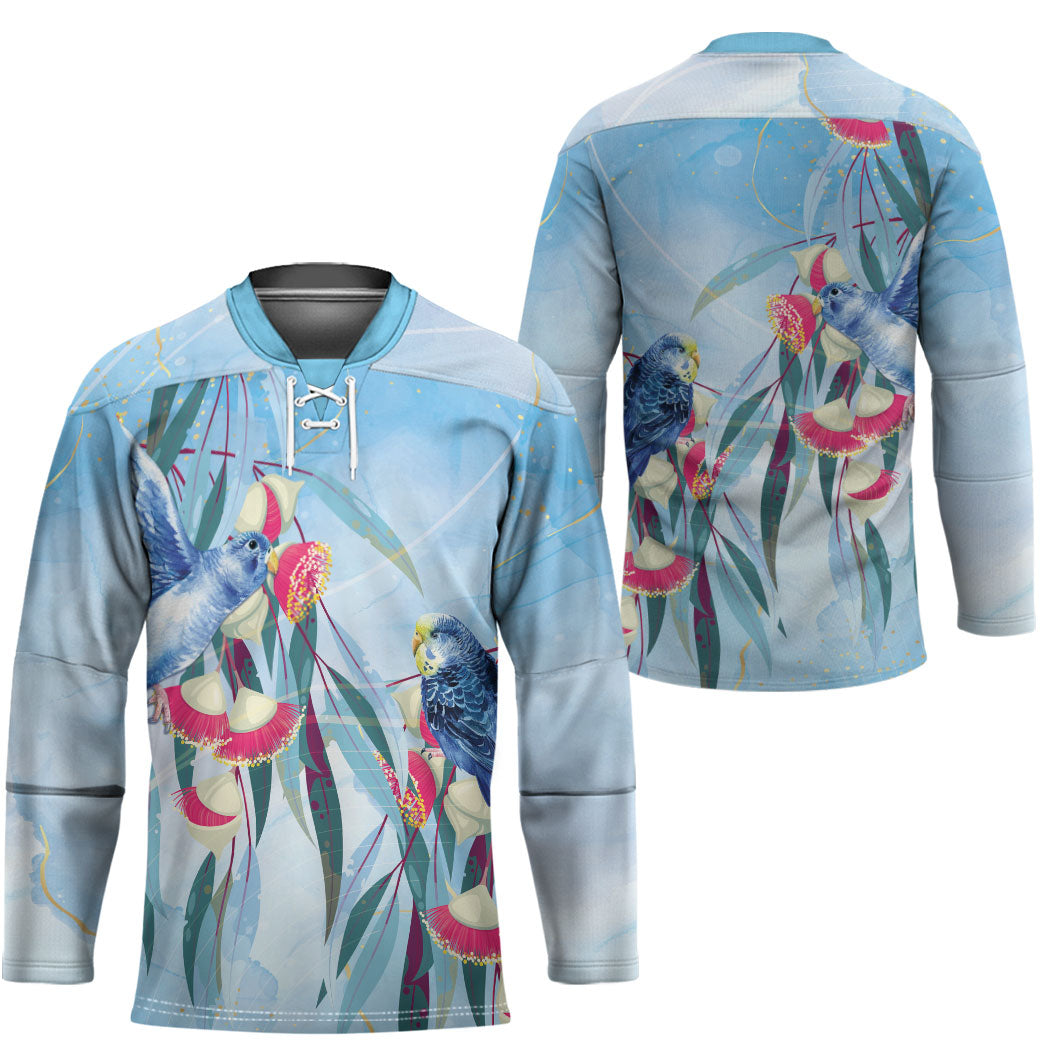 Australia Blue Budgie Marble Glaze Hockey Jersey Cancer Awareness