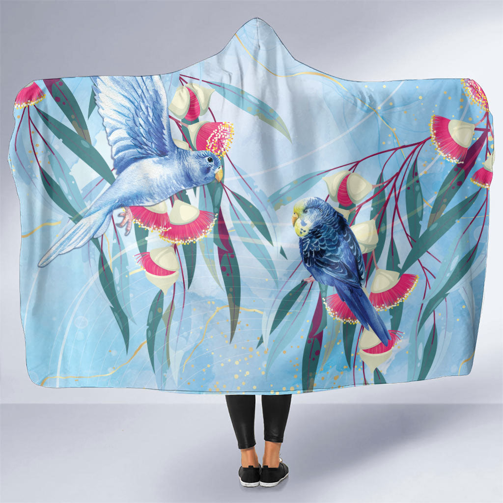 Australia Blue Budgie Marble Glaze Hooded Blanket Cancer Awareness