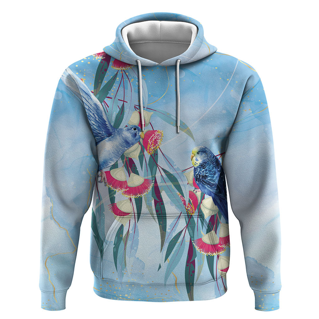 Australia Blue Budgie Marble Glaze Hoodie Cancer Awareness