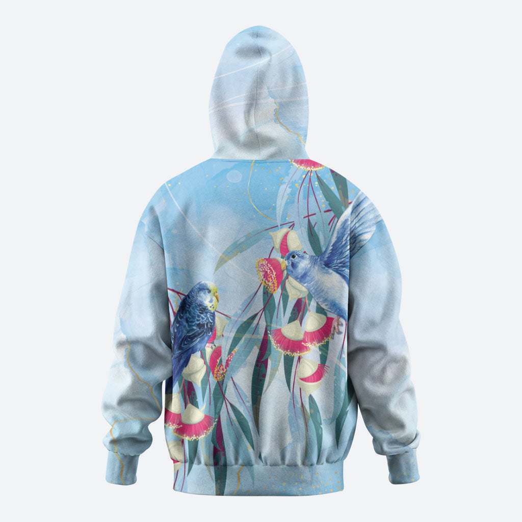 Australia Blue Budgie Marble Glaze Hoodie Cancer Awareness