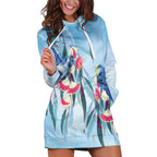 Australia Blue Budgie Marble Glaze Hoodie Dress Cancer Awareness