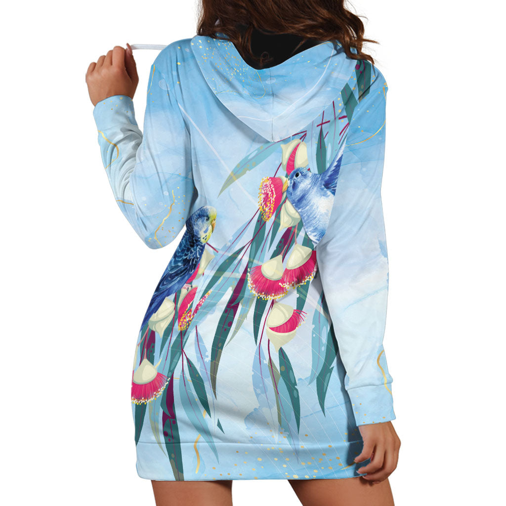 Australia Blue Budgie Marble Glaze Hoodie Dress Cancer Awareness