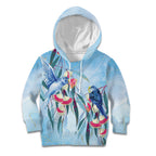 Australia Blue Budgie Marble Glaze Kid Hoodie Cancer Awareness