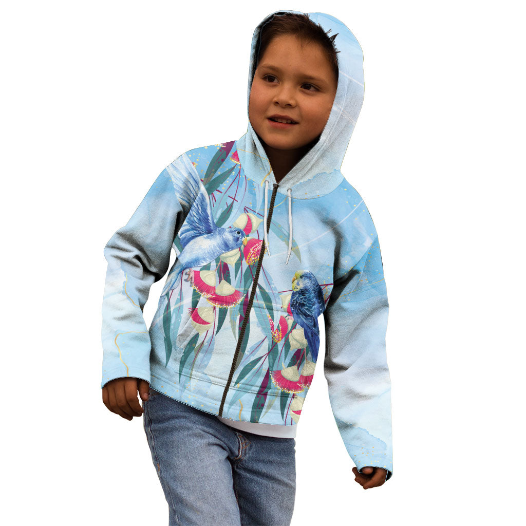 Australia Blue Budgie Marble Glaze Kid Hoodie Cancer Awareness