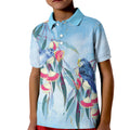 Australia Blue Budgie Marble Glaze Kid Polo Shirt Cancer Awareness