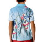 Australia Blue Budgie Marble Glaze Kid Polo Shirt Cancer Awareness