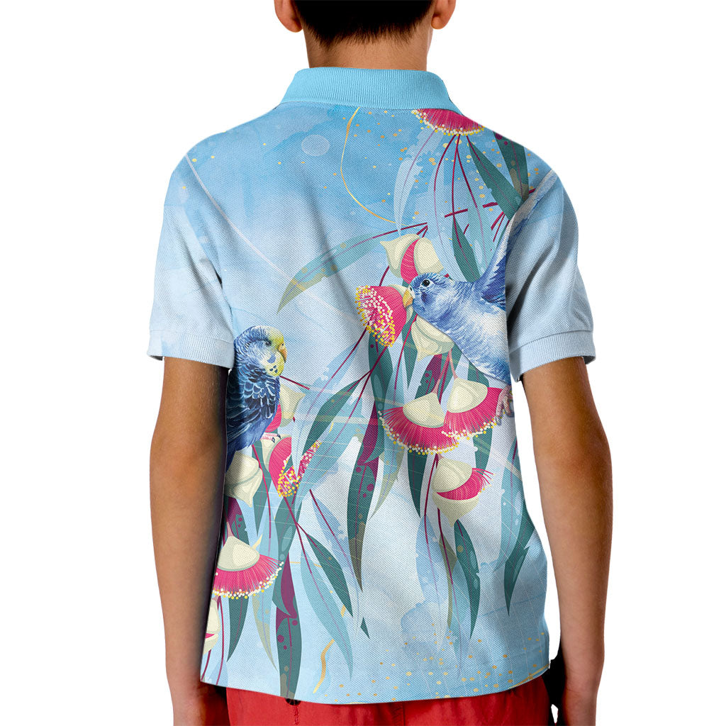 Australia Blue Budgie Marble Glaze Kid Polo Shirt Cancer Awareness