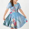 Australia Blue Budgie Marble Glaze Kid Short Sleeve Dress Cancer Awareness