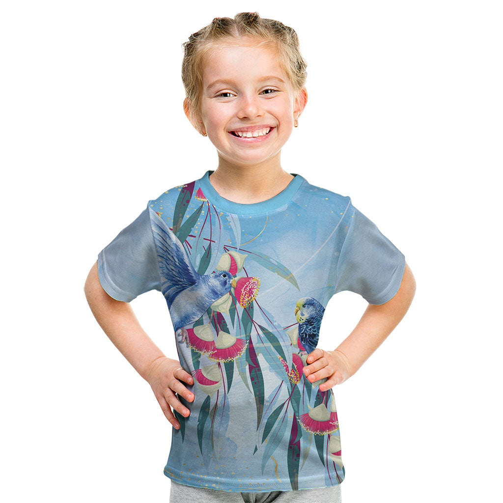 Australia Blue Budgie Marble Glaze Kid T Shirt Cancer Awareness
