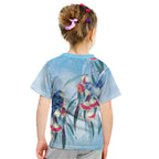 Australia Blue Budgie Marble Glaze Kid T Shirt Cancer Awareness