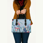 Australia Blue Budgie Marble Glaze Leather Bag Cancer Awareness