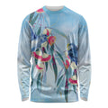 Australia Blue Budgie Marble Glaze Long Sleeve Shirt Cancer Awareness