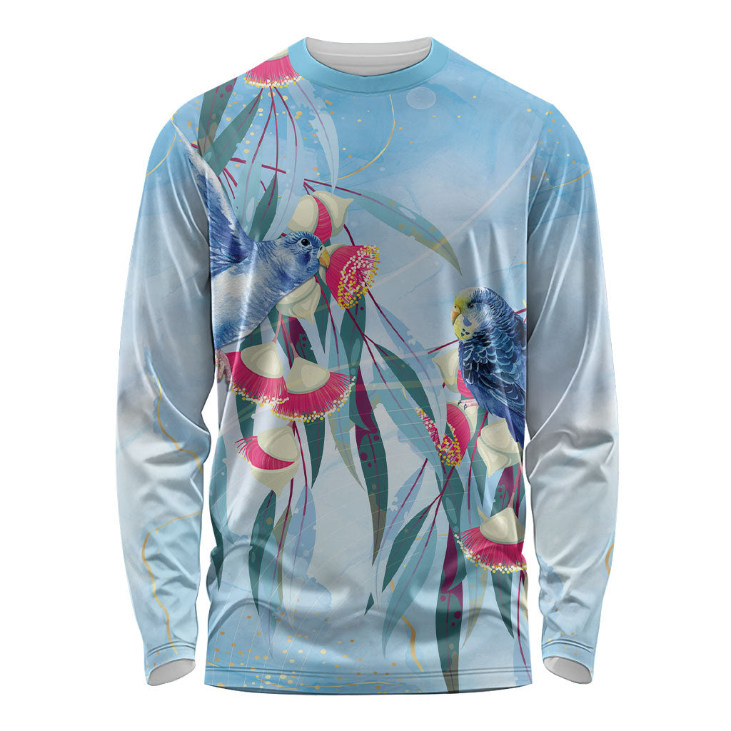 Australia Blue Budgie Marble Glaze Long Sleeve Shirt Cancer Awareness