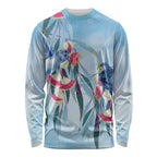 Australia Blue Budgie Marble Glaze Long Sleeve Shirt Cancer Awareness