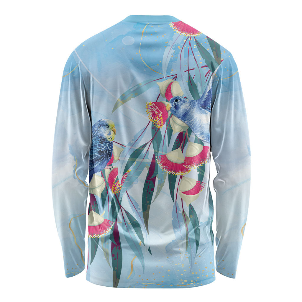 Australia Blue Budgie Marble Glaze Long Sleeve Shirt Cancer Awareness