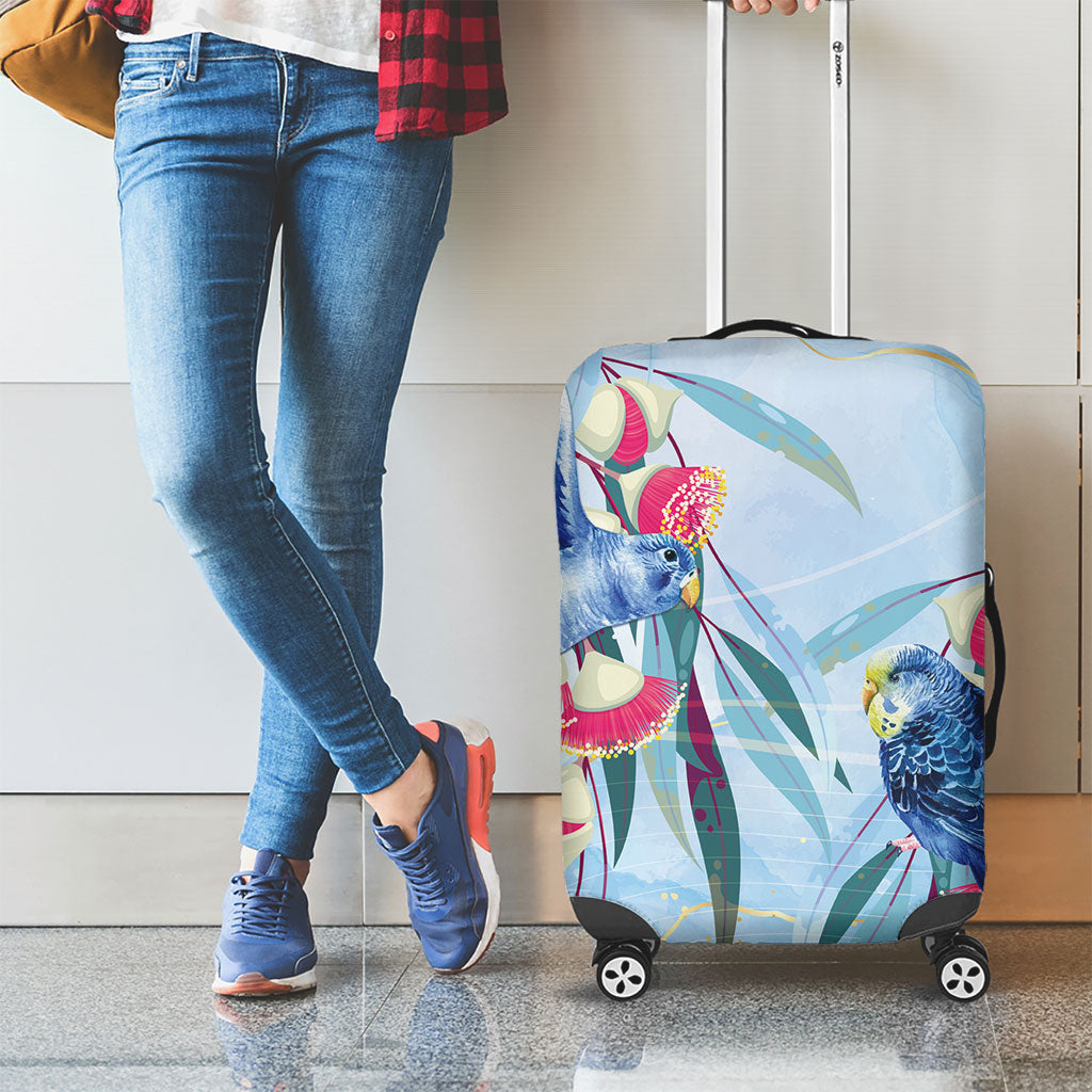 Australia Blue Budgie Marble Glaze Luggage Cover Cancer Awareness