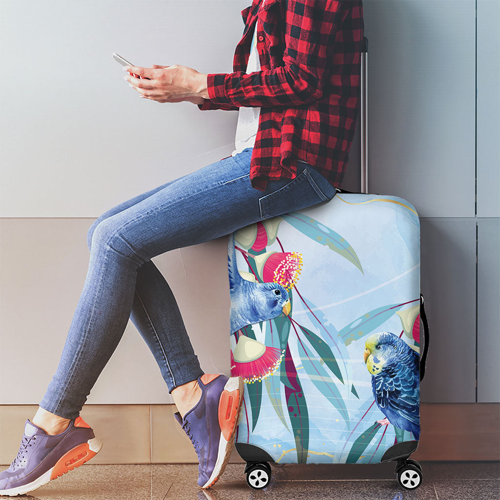 Australia Blue Budgie Marble Glaze Luggage Cover Cancer Awareness