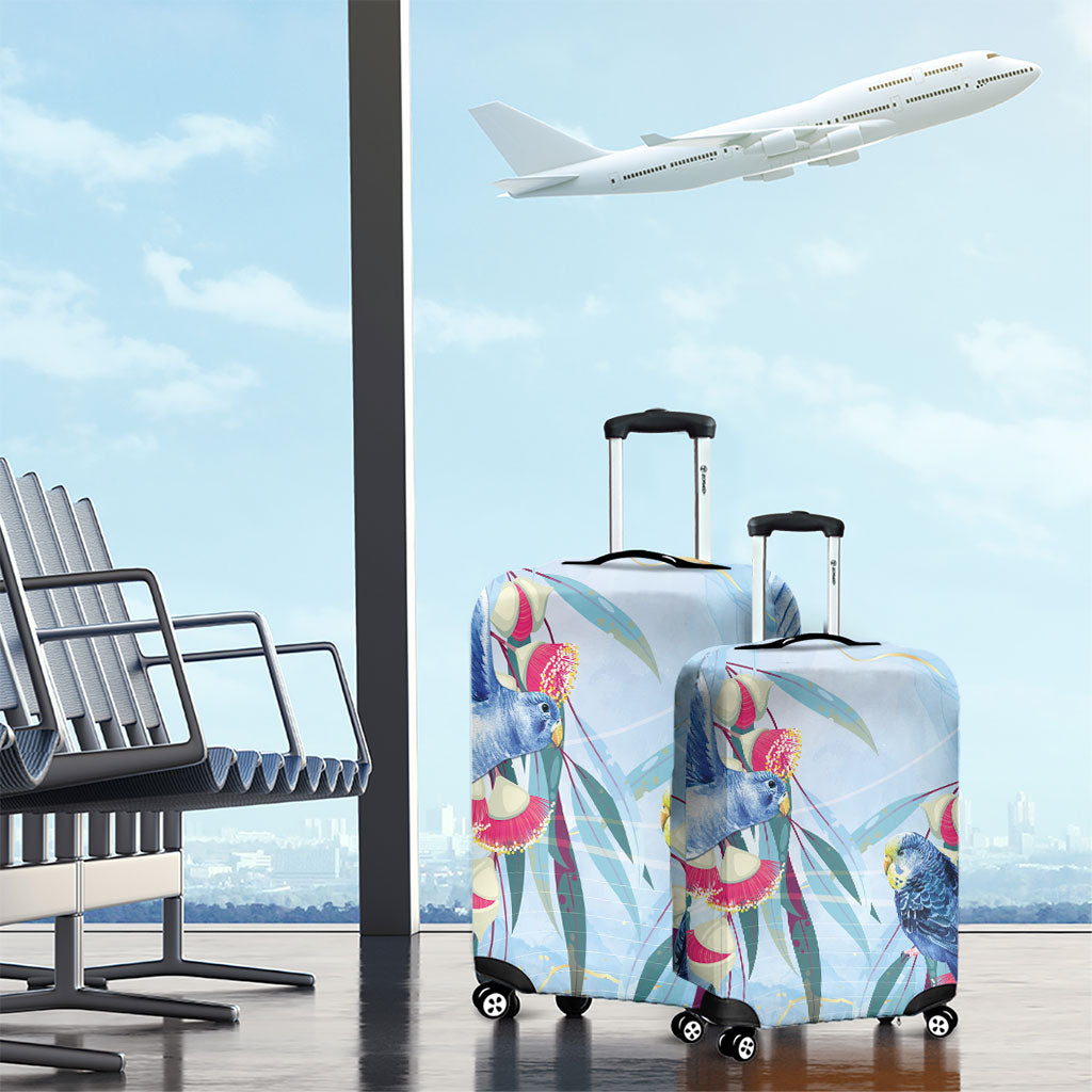 Australia Blue Budgie Marble Glaze Luggage Cover Cancer Awareness