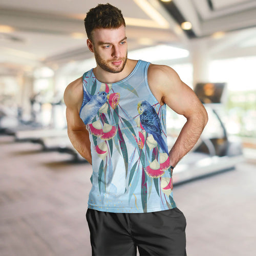 Australia Blue Budgie Marble Glaze Men Tank Top Cancer Awareness