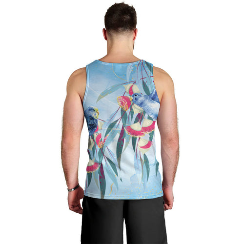 Australia Blue Budgie Marble Glaze Men Tank Top Cancer Awareness