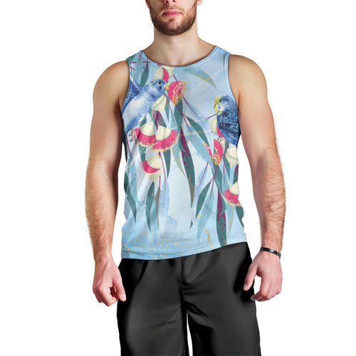 Australia Blue Budgie Marble Glaze Men Tank Top Cancer Awareness