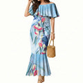 Australia Blue Budgie Marble Glaze Mermaid Dress Cancer Awareness