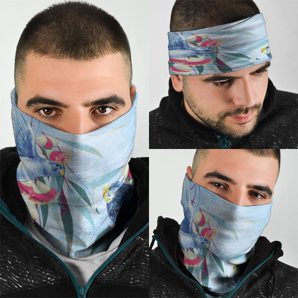 Australia Blue Budgie Marble Glaze Neck Gaiter Cancer Awareness