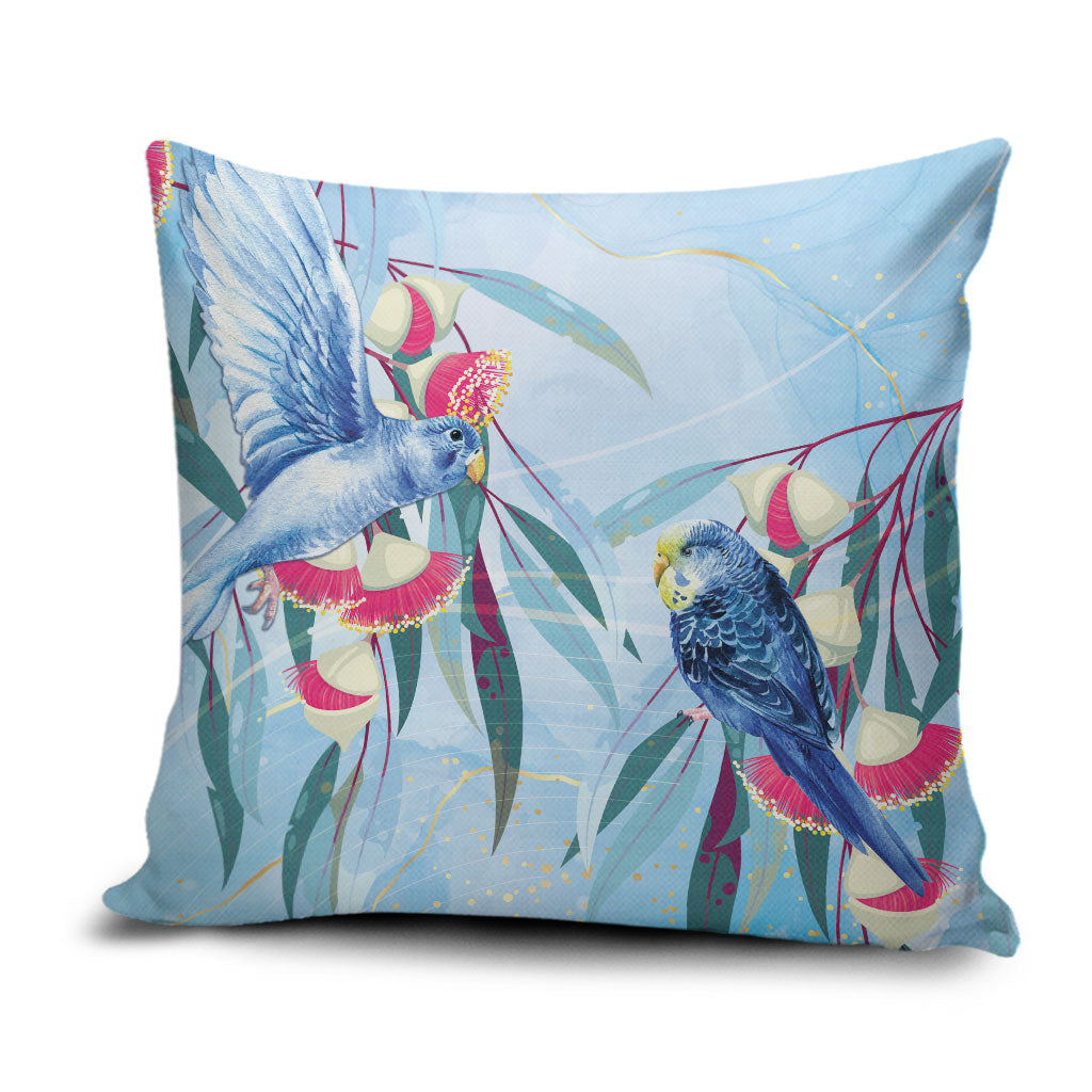Australia Blue Budgie Marble Glaze Pillow Cover Cancer Awareness