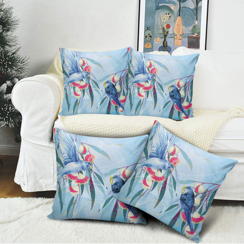 Australia Blue Budgie Marble Glaze Pillow Cover Cancer Awareness