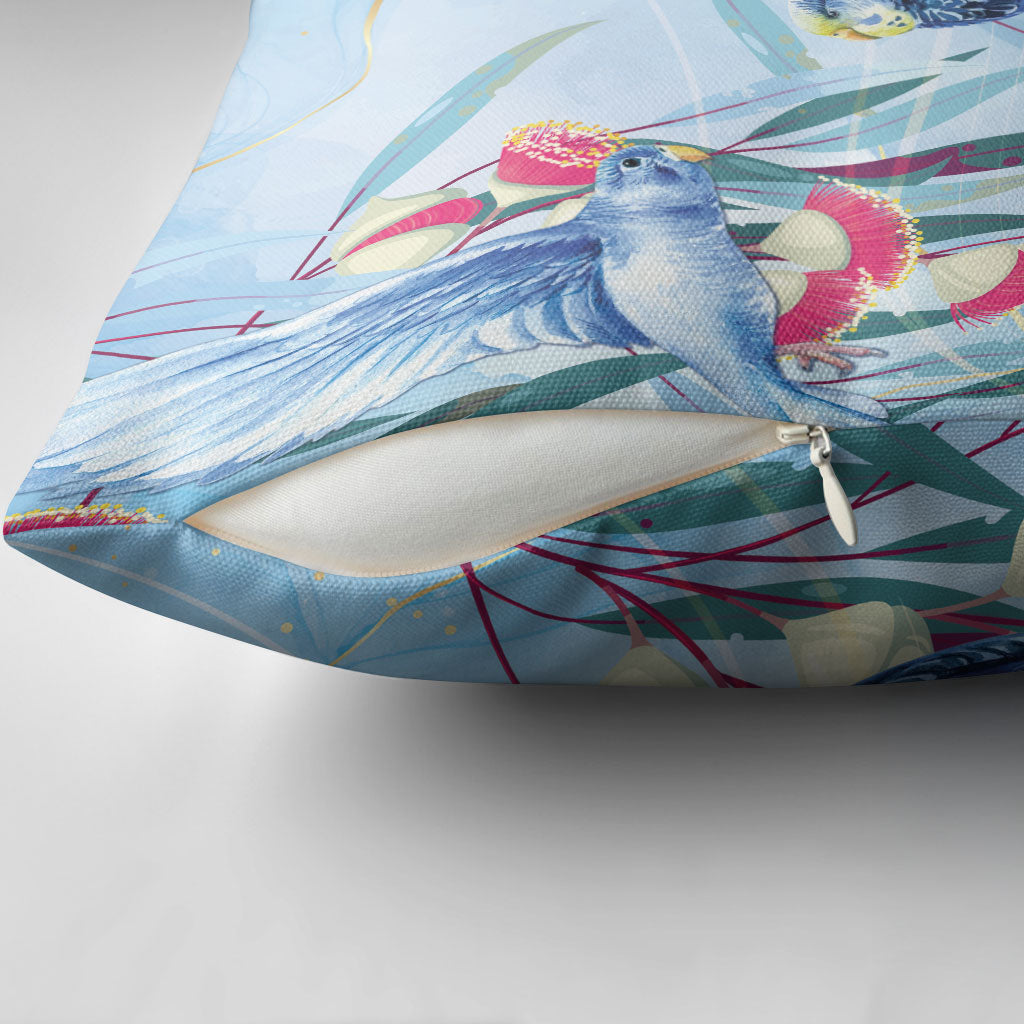 Australia Blue Budgie Marble Glaze Pillow Cover Cancer Awareness