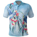 Australia Blue Budgie Marble Glaze Polo Shirt Cancer Awareness