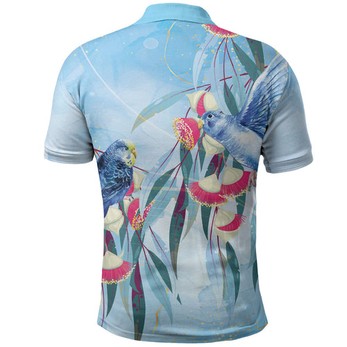 Australia Blue Budgie Marble Glaze Polo Shirt Cancer Awareness
