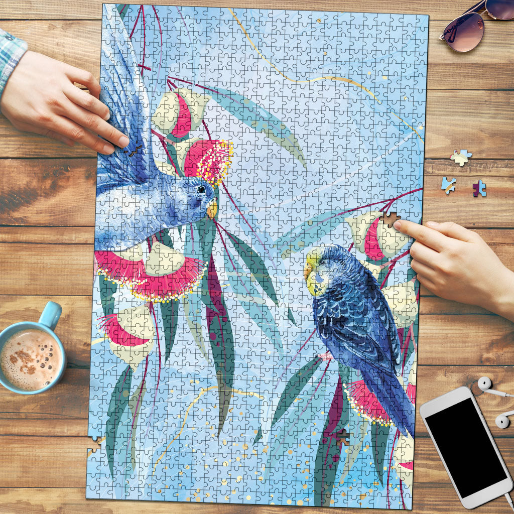 Australia Blue Budgie Marble Glaze Puzzle Cancer Awareness