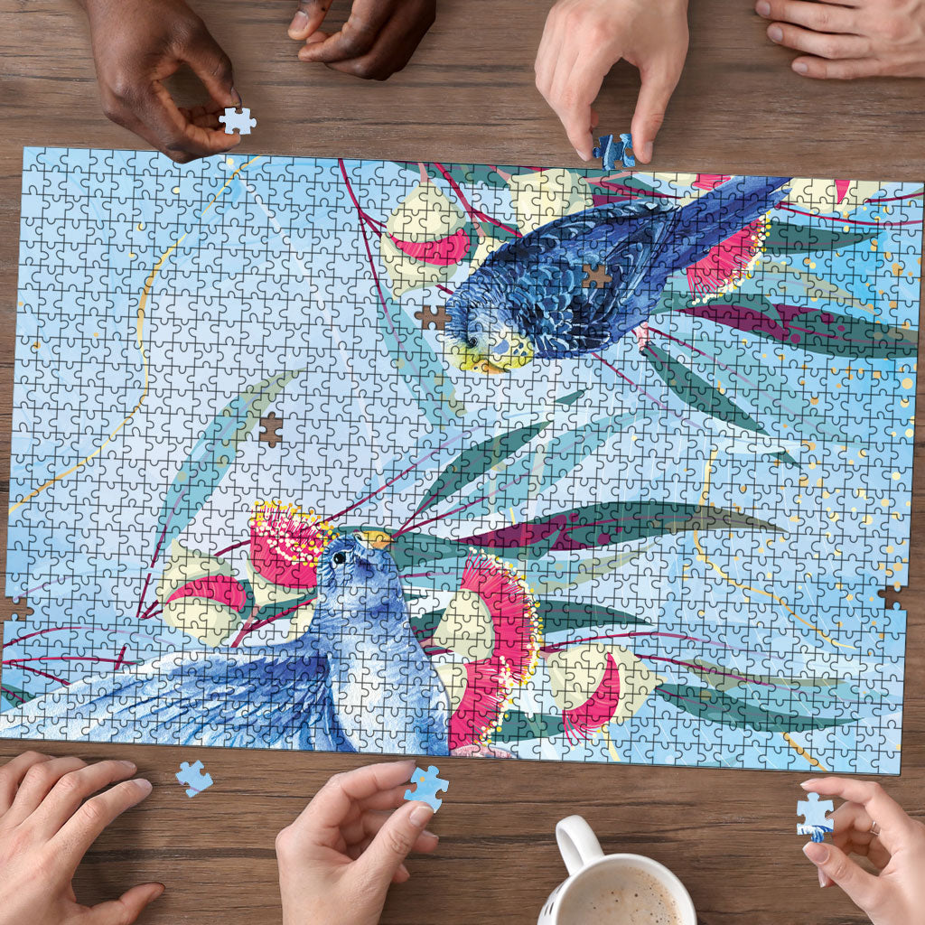 Australia Blue Budgie Marble Glaze Puzzle Cancer Awareness